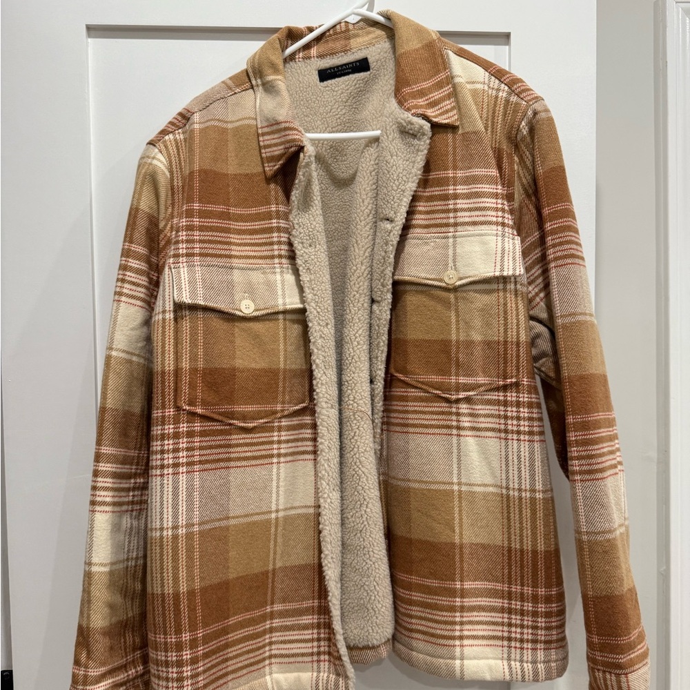 All Saints Tan and Cream Sherpa Jacket